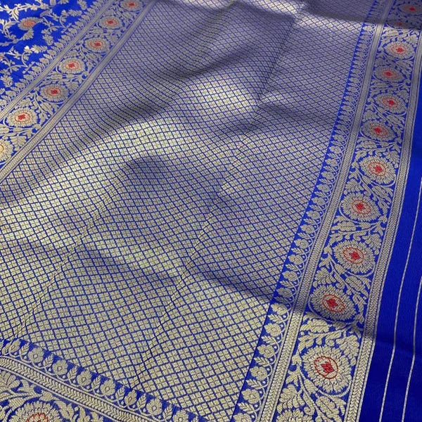 Blue Banarasi Nita Ambani inspired Kathan Silk Saree Alna Apparels