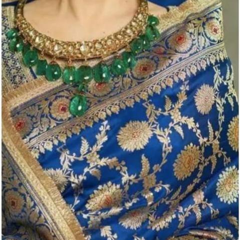 Blue Banarasi Nita Ambani inspired Kathan Silk Saree Alna Apparels