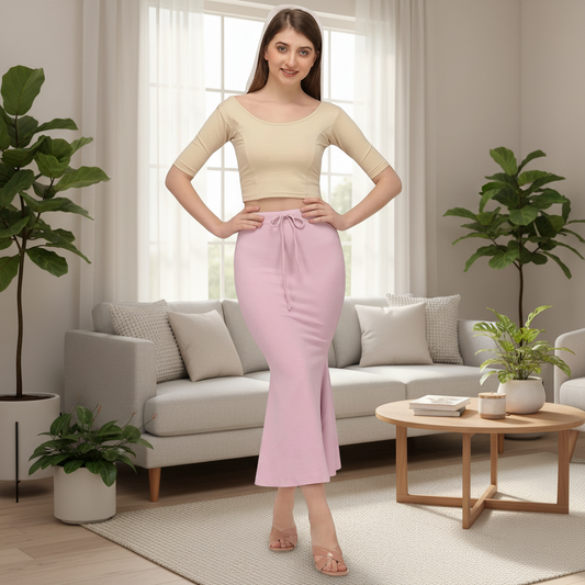 Orchid Pink Lycra Everyday Comfort Saree Shapewear For Women Alna Apparels