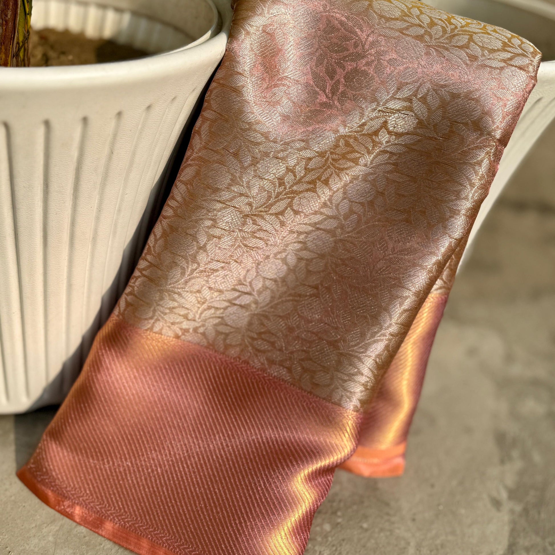 Sai Pallavi inspired Pink Banarasi Tissue Silk Saree Alna Apparels