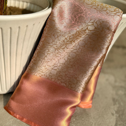 Sai Pallavi inspired Pink Banarasi Tissue Silk Saree Alna Apparels