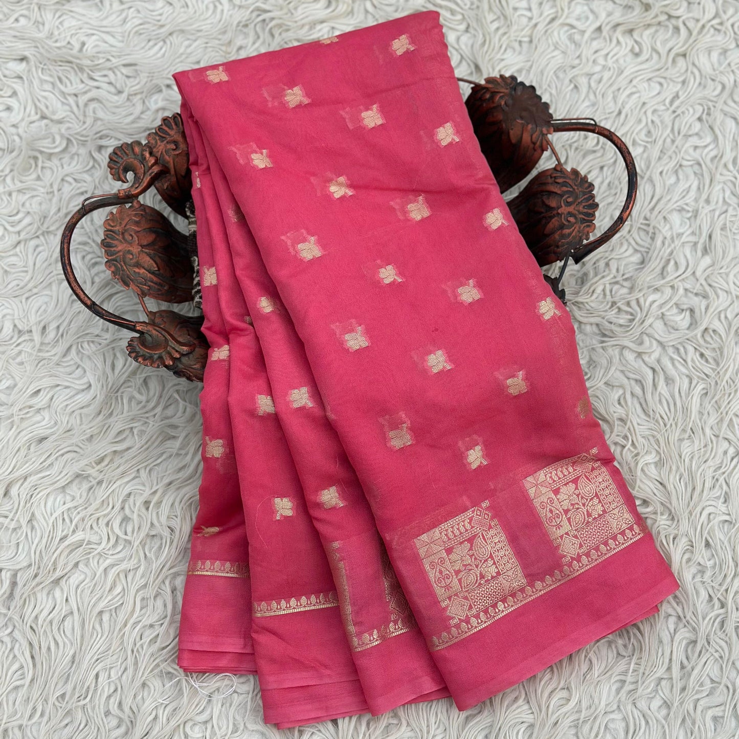 Pink Banarasi Kathan Georgette Silk Saree - Alna Apparels