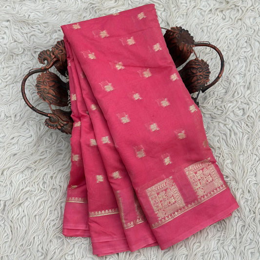 Pink Banarasi Kathan Georgette Silk Saree Alna Apparels