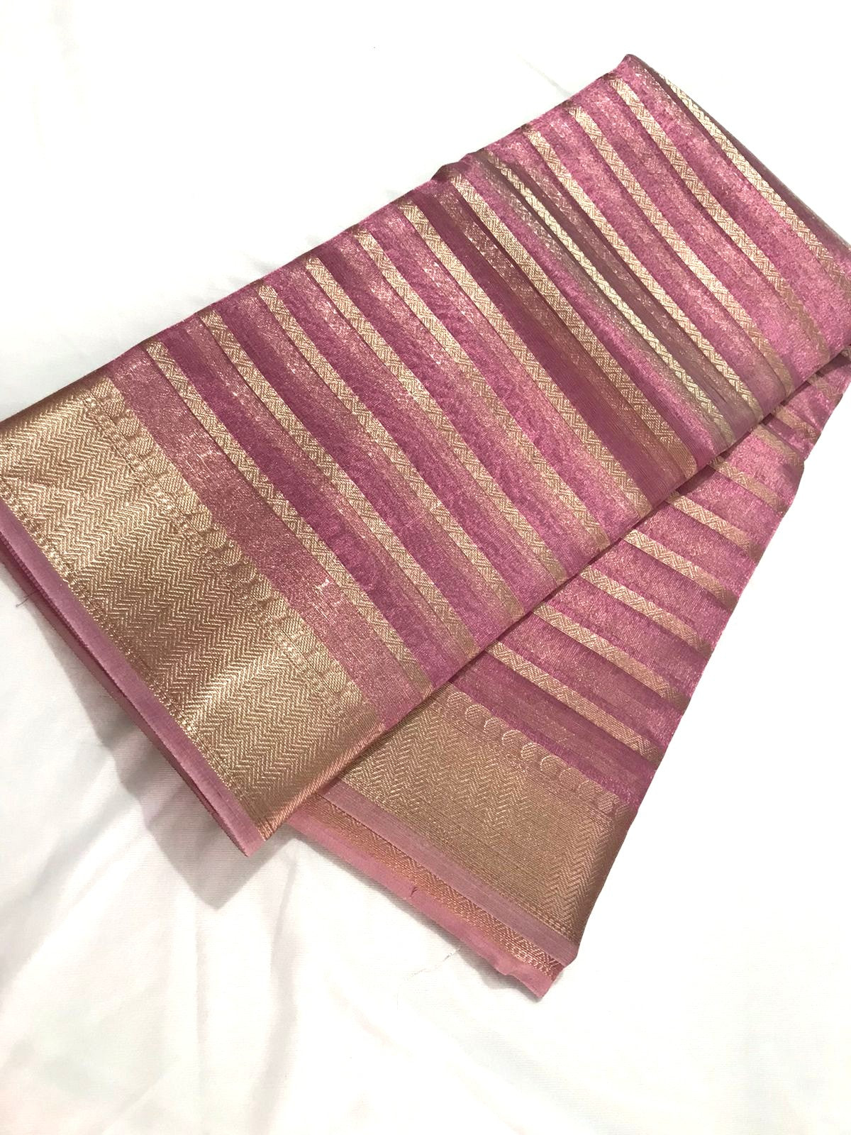 Pink Banarasi Organza Silk Saree - Alna Apparels