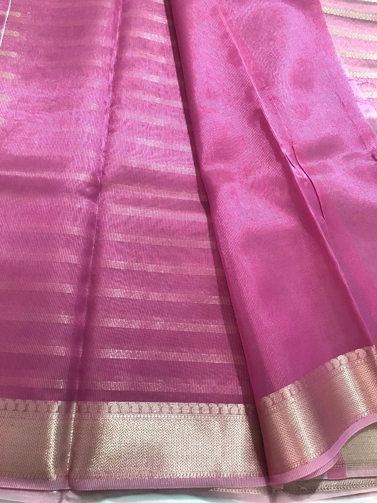 Pink Banarasi Organza Silk Saree - Alna Apparels