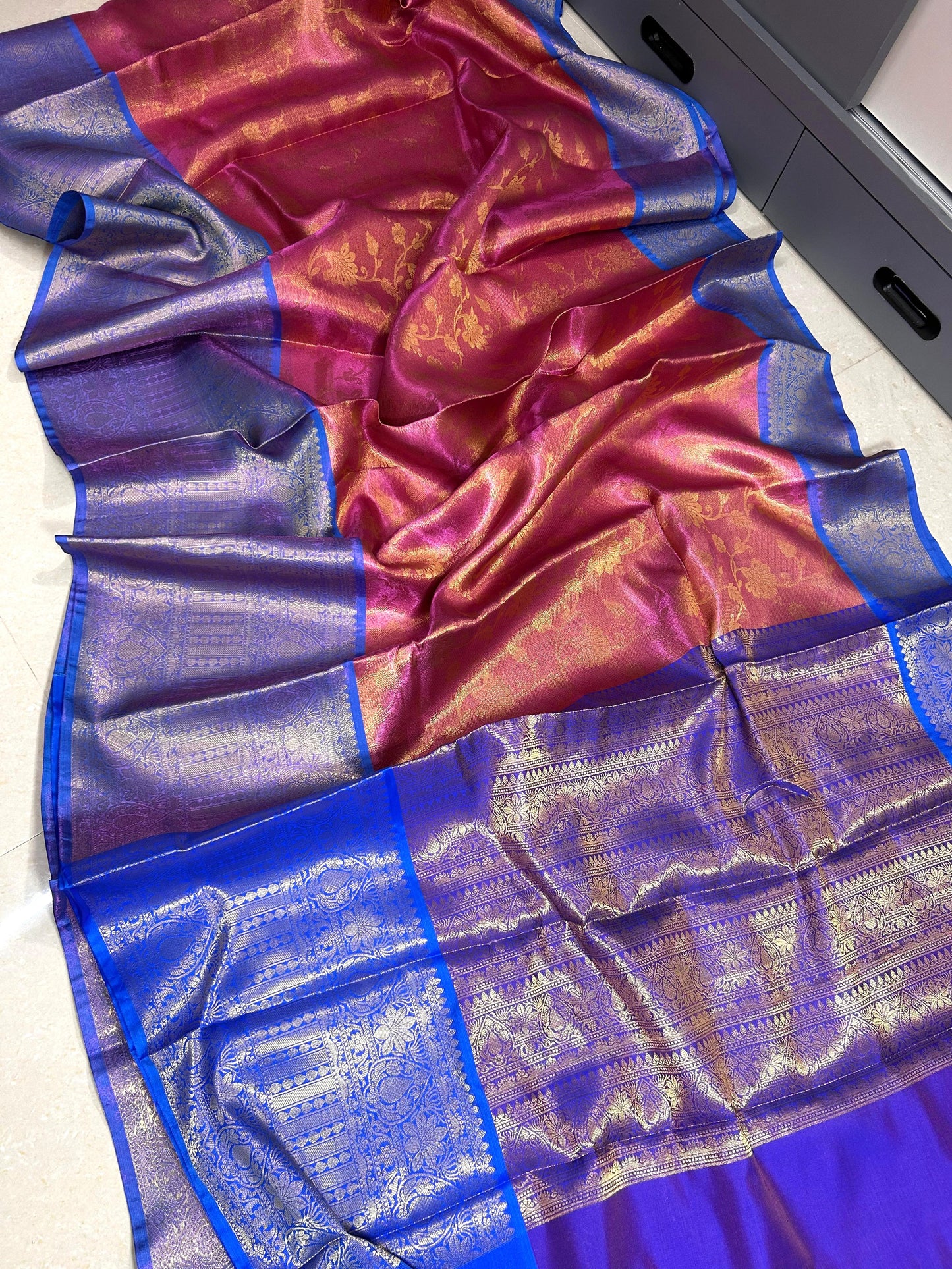 Pink Banarasi Soft Tissue  Saree