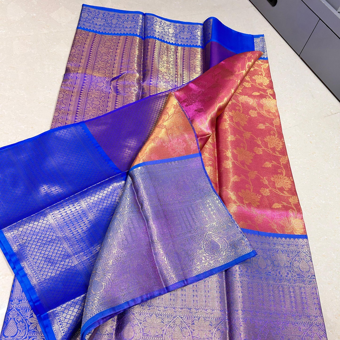 Pink Banarasi Soft Tissue  Saree