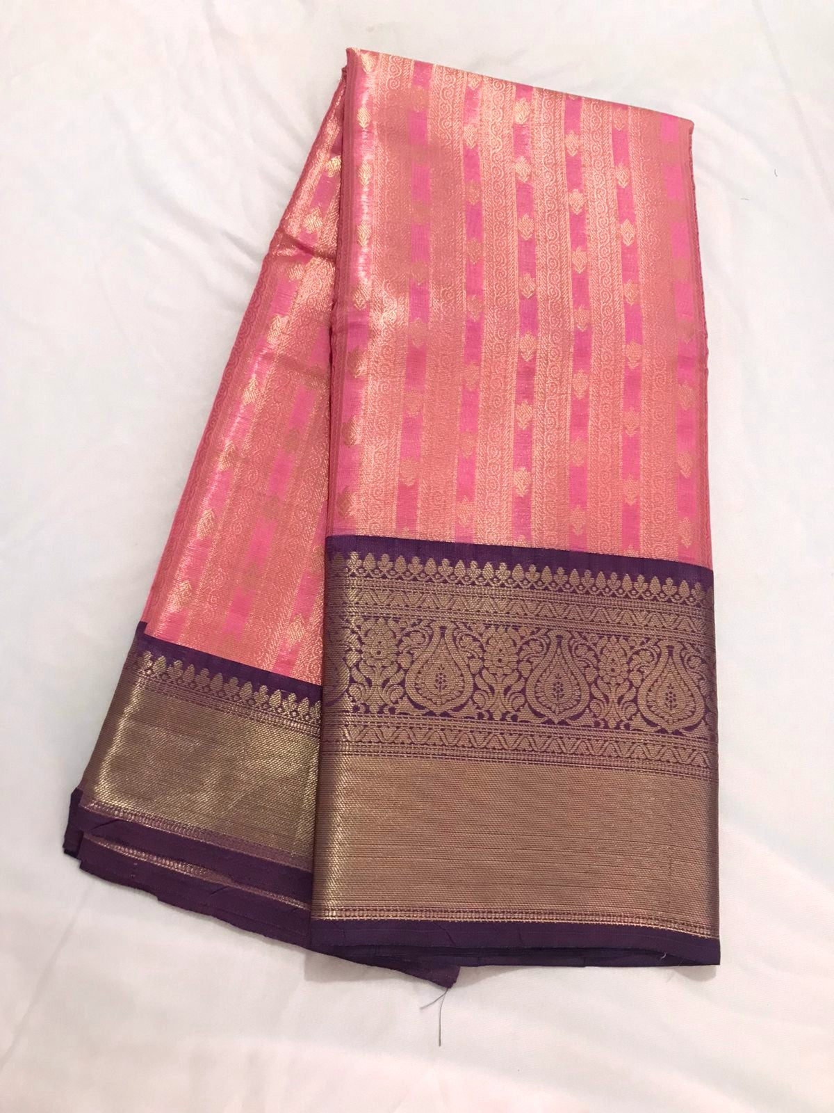 Pink Banarasi Tissue Soft Silk Saree - Alna Apparels