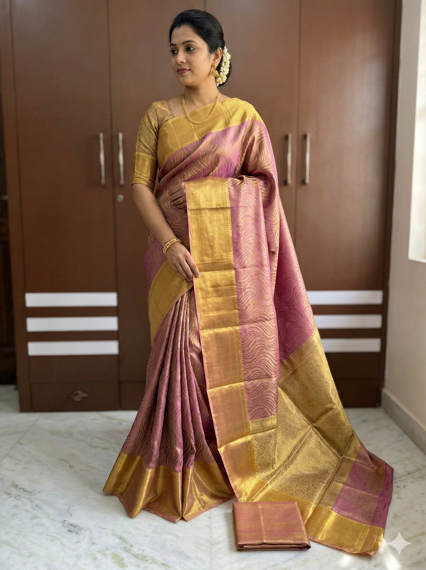 Pink Color Banarasi Tissue Silk Saree Alna Apparels