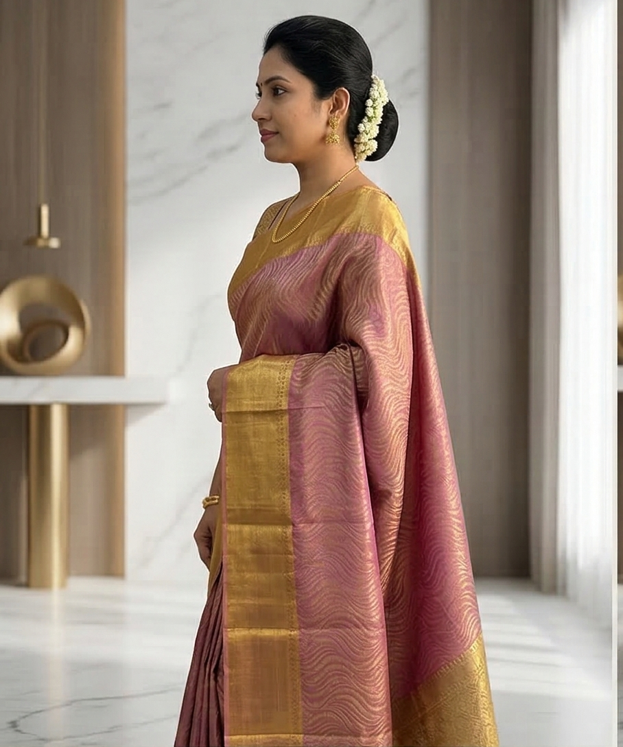 Pink Color Banarasi Tissue Silk Saree Alna Apparels