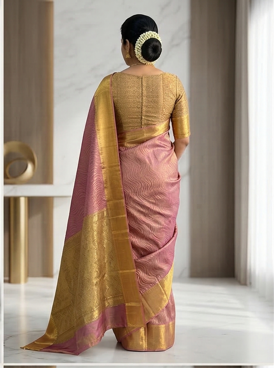 Pink Color Banarasi Tissue Silk Saree Alna Apparels