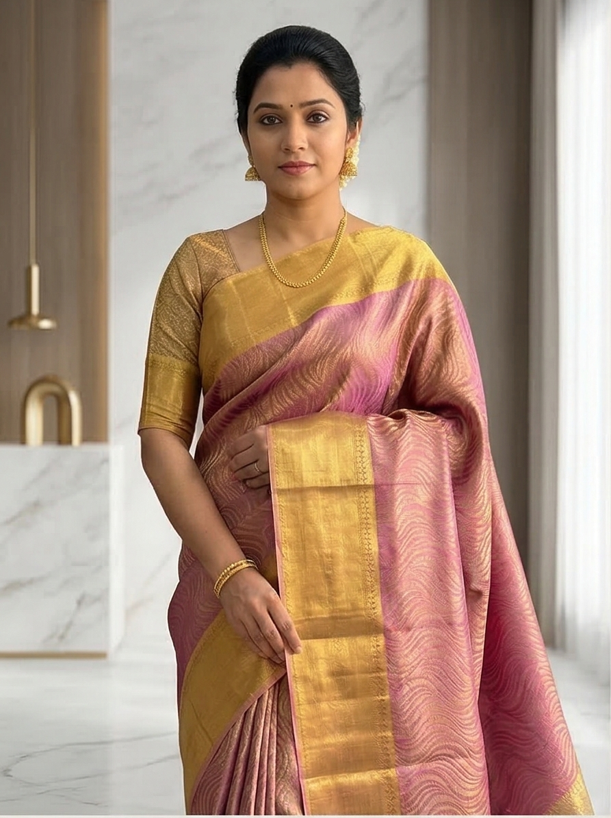 Pink Color Banarasi Tissue Silk Saree Alna Apparels