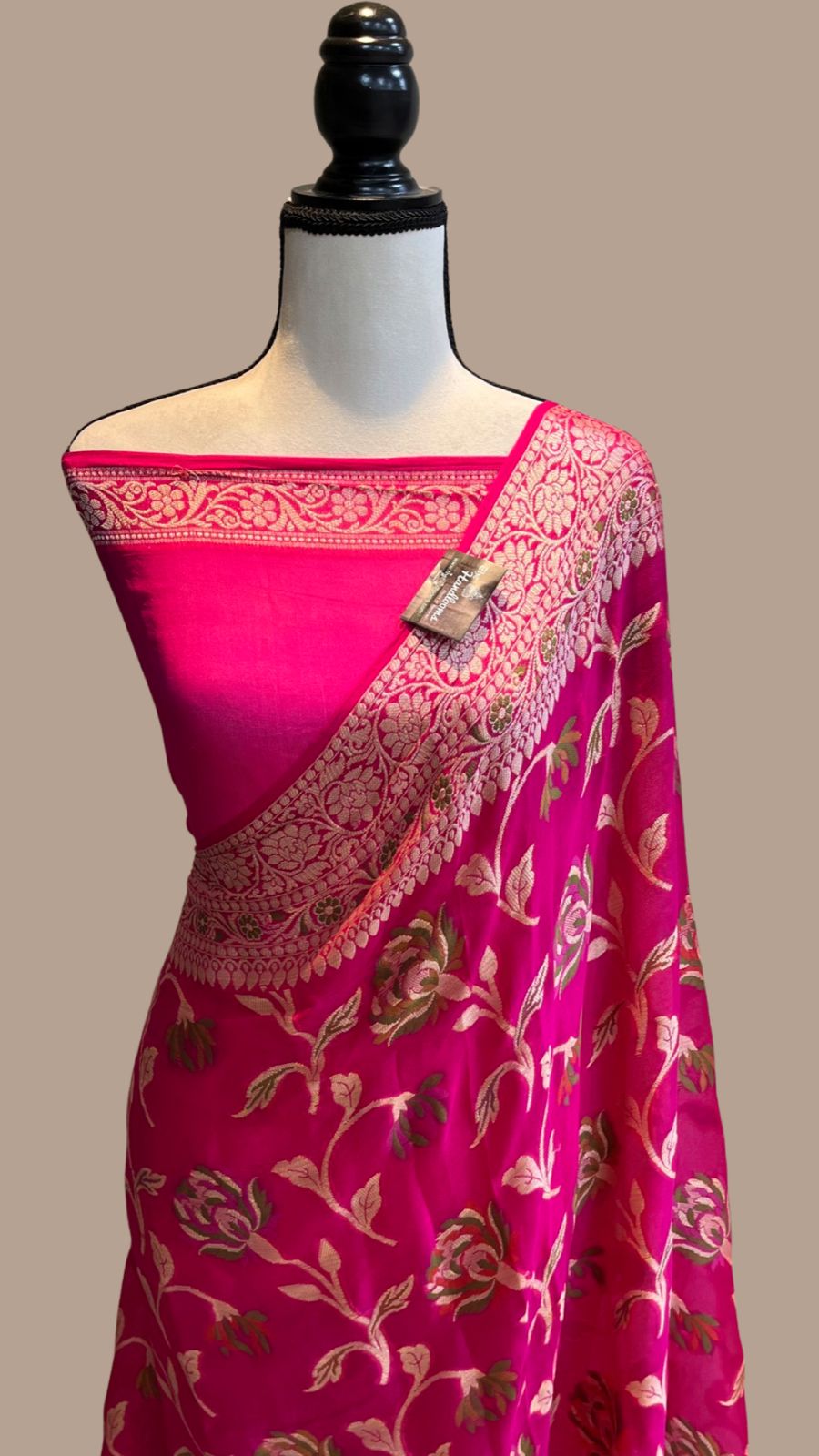 Pink Meenakari work Banarasi Silk Saree - Alna Apparels
