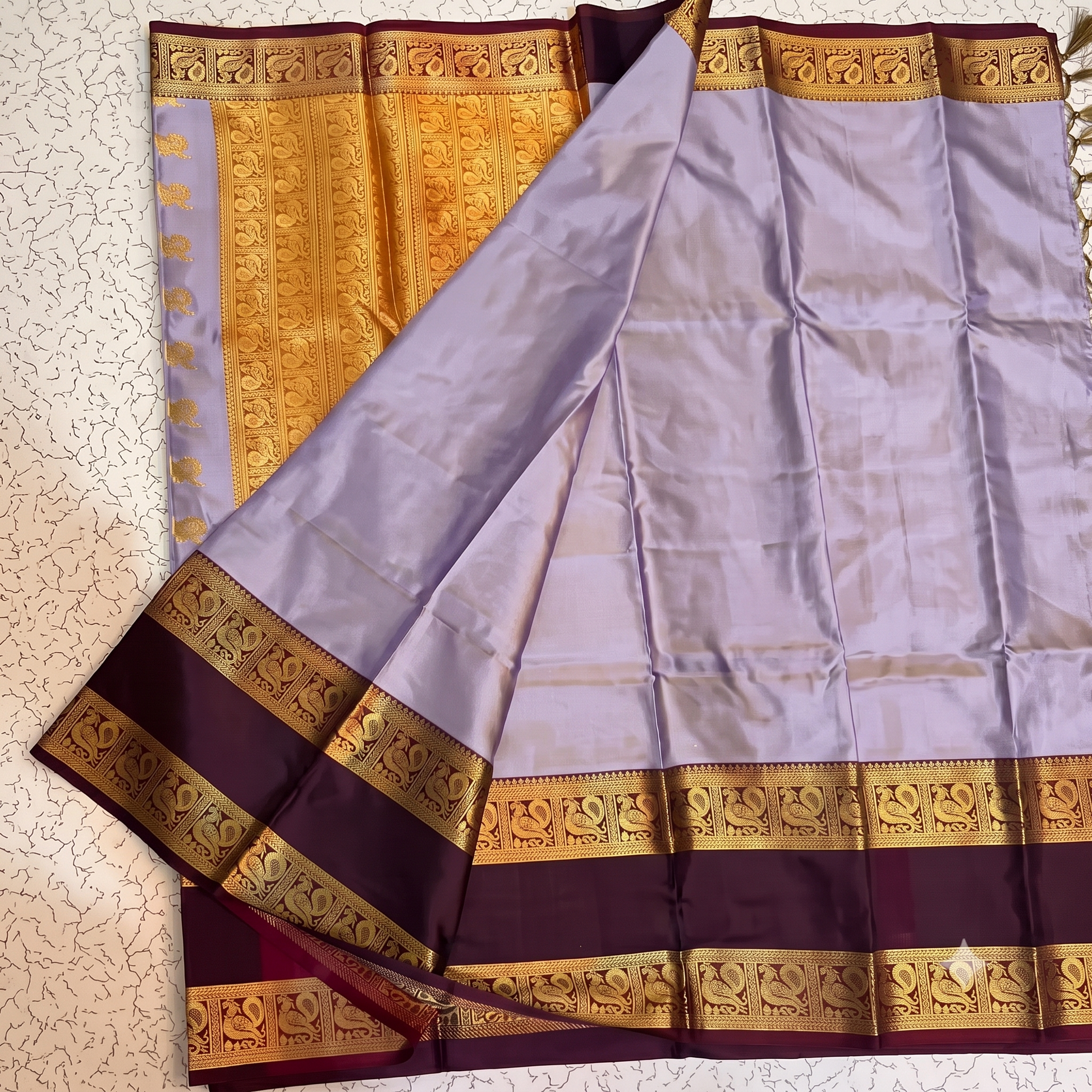 Purple Banarasi Semi Kathan Silk Saree Alna Apparels
