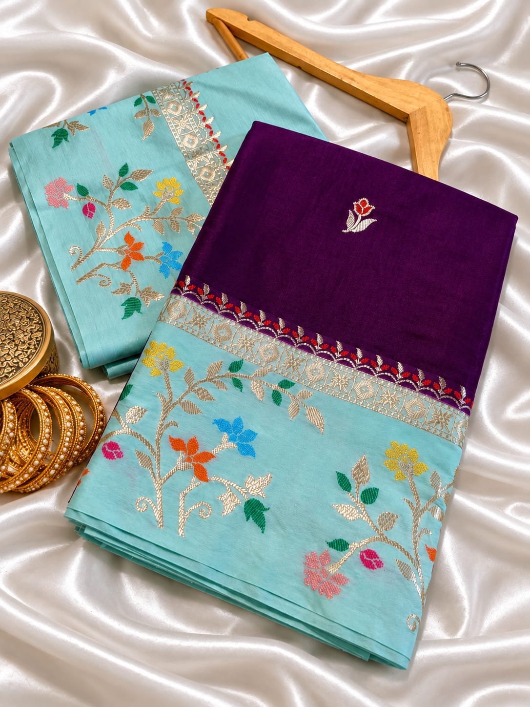 Purple Banarasi Soft Silk Saree Alna Apparels