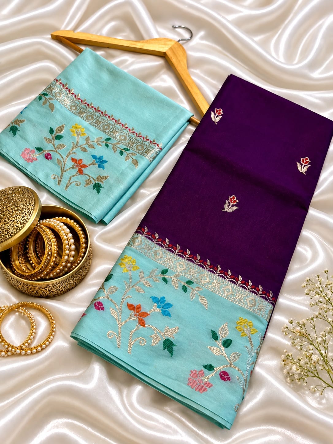 Purple Banarasi Soft Silk Saree Alna Apparels