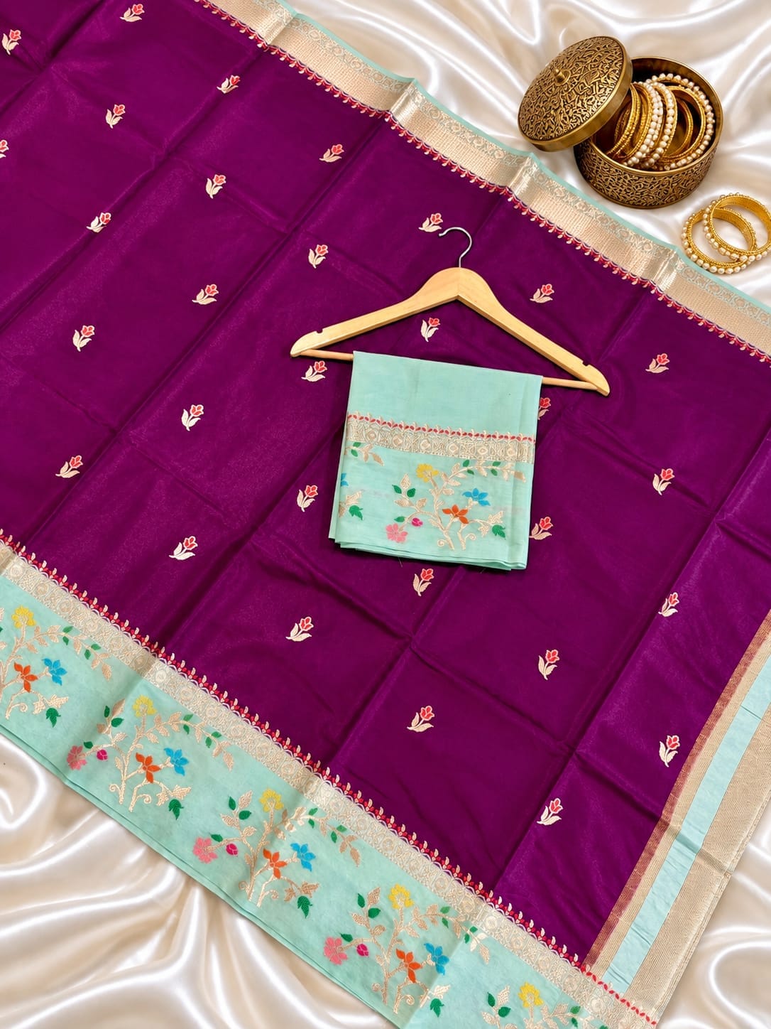 Purple Banarasi Soft Silk Saree Alna Apparels