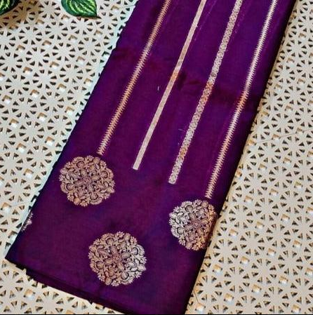 Purple Banaras Warm Silk Saree Alna Apparels