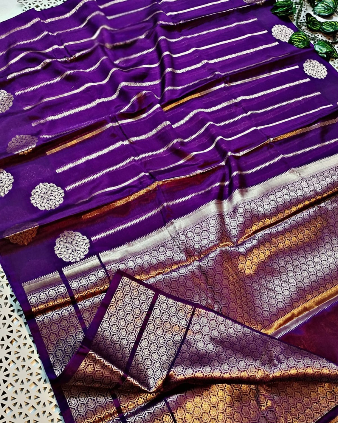 Purple Banaras Warm Silk Saree Alna Apparels
