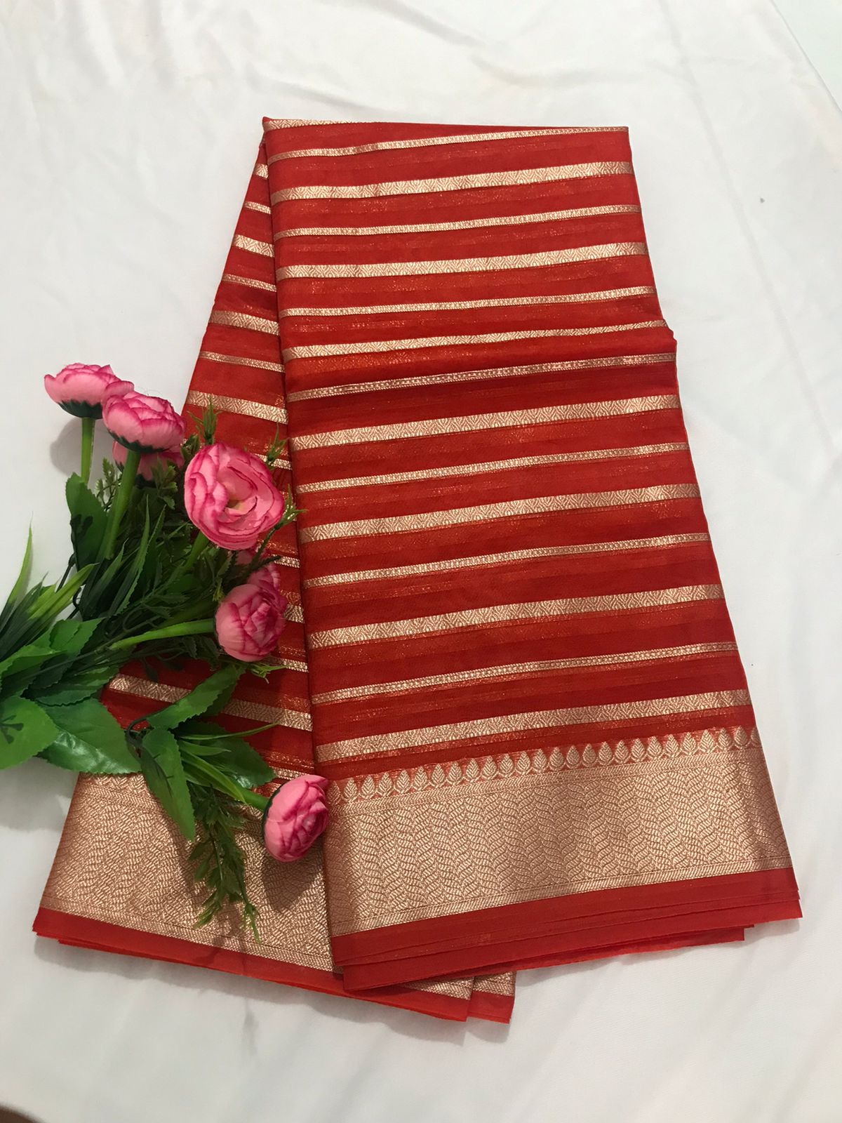 Gold Rush Color Banarasi Organza Silk Saree - Alna Apparels