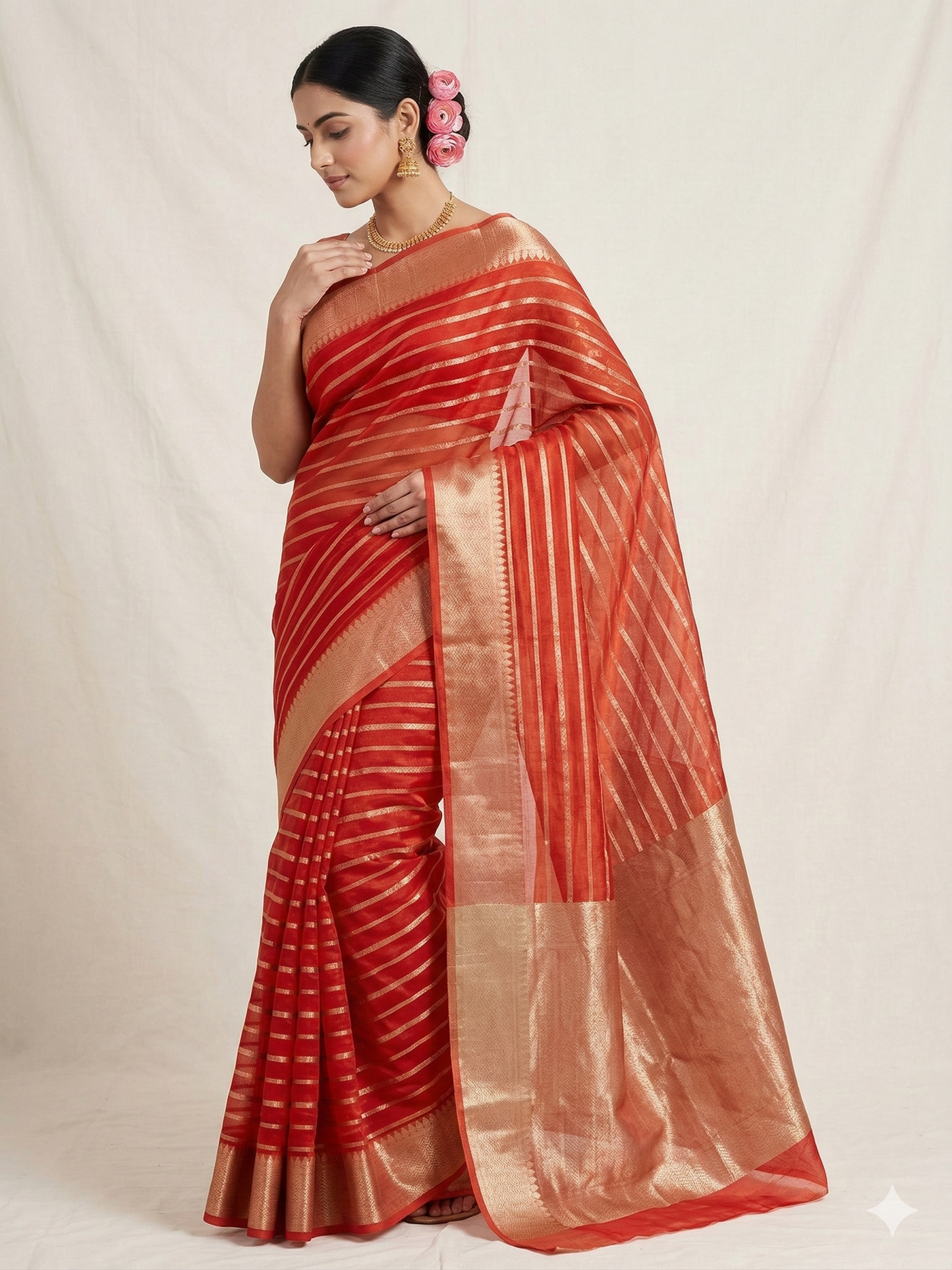 Gold Rush Color Banarasi Organza Silk Saree Alna Apparels