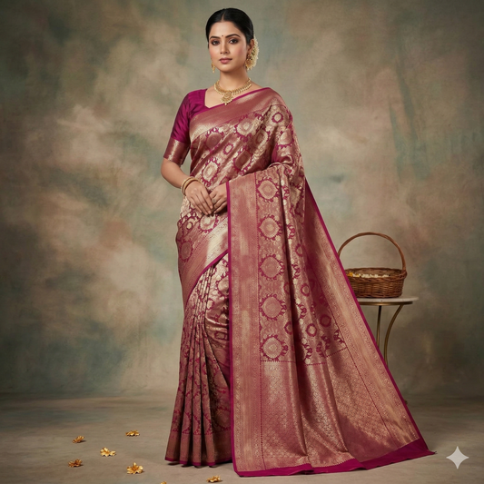 Red Banarasi Tissue Silk Saree Alna Apparels