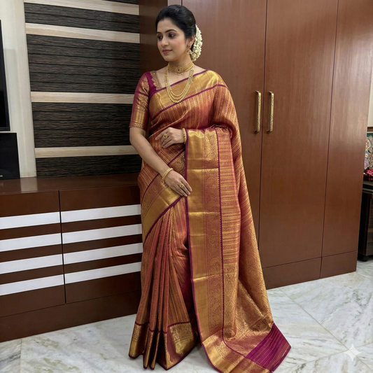 Red Color Kanchi Kathan Silk Saree Alna Apparels