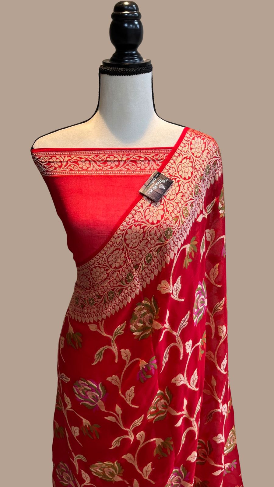 Red Meenakari work Banarasi Silk Saree - Alna Apparels