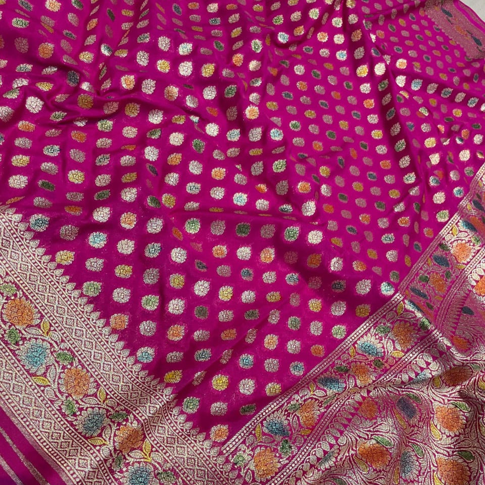 Rose Banarasi Khaddi Georgette Silk Saree