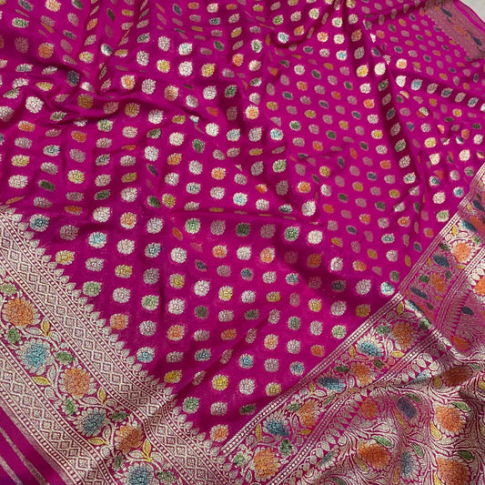 Rose Banarasi Khaddi Georgette Silk Saree