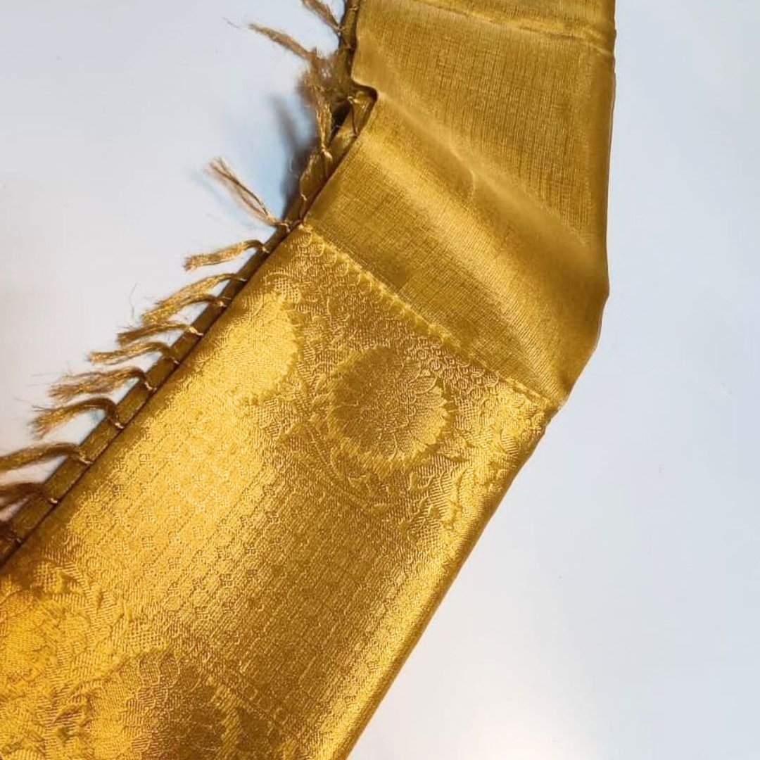 Golden Banarasi Tissue Silk Saree Alna Apparels