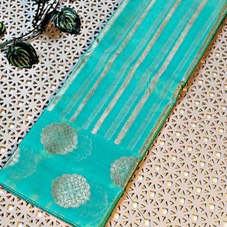 Greenish Blue Banarasi Warm Silk Saree Alna Apparels