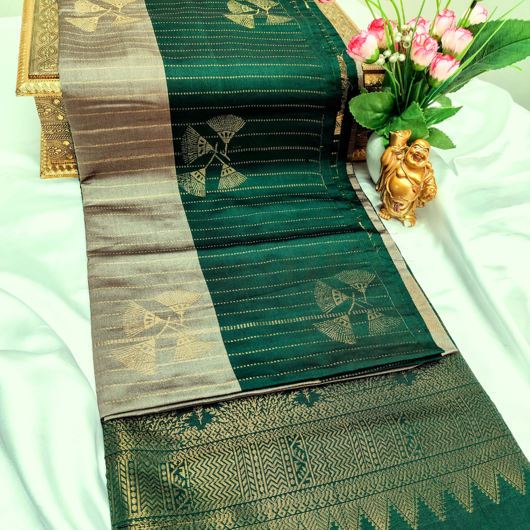 Gold Color Kanchivaram Silk Saree Alna Apparels