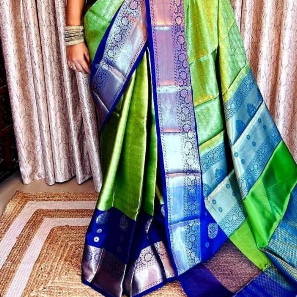 Green Banarasi Zari Tanchui Saree Alna Apparels
