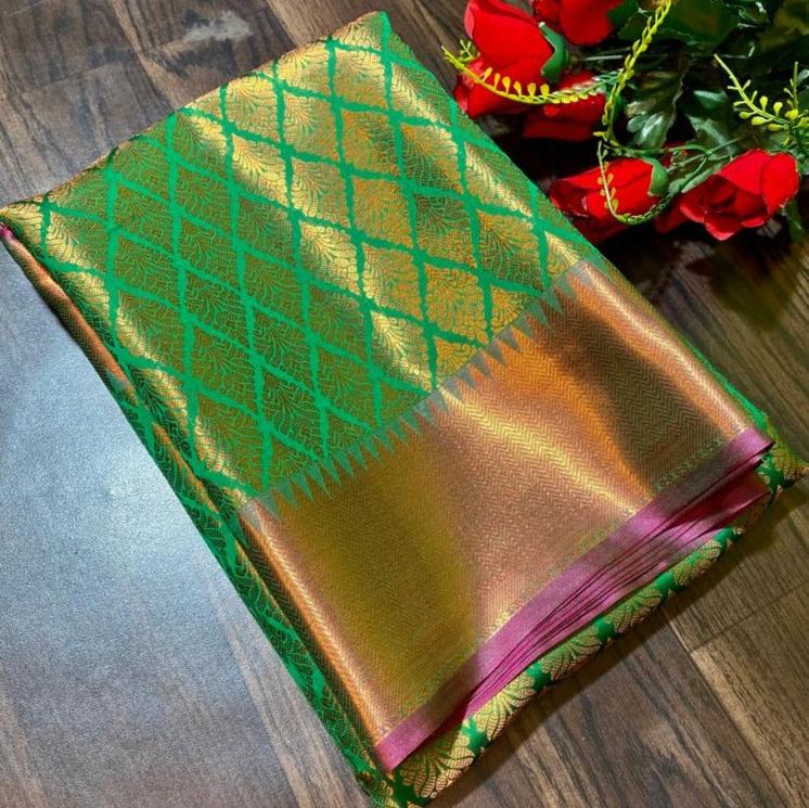 Green Banarasi Saree Alna Apparels