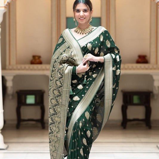 Green Banarasi Georgette Saree Alna Apparels