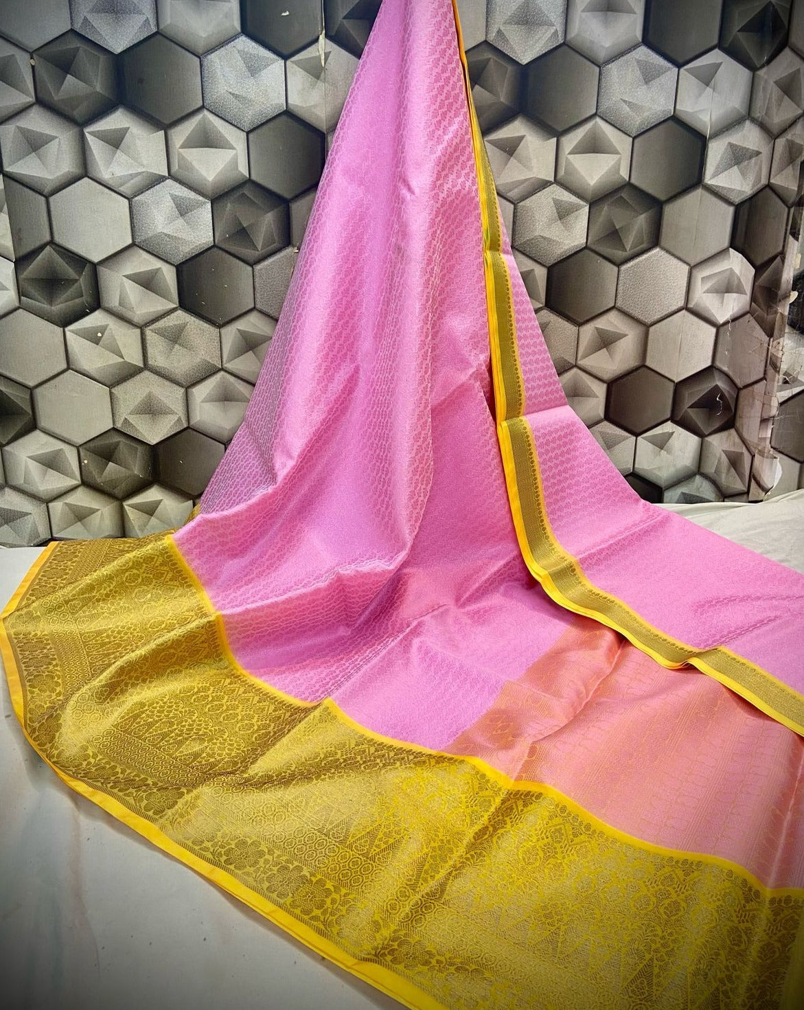 Pink Kora Muslin Tanchui Saree Alna Apparels