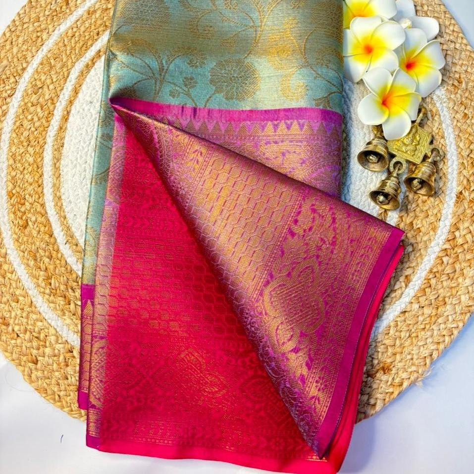 Blue Banarasi Tissue Silk Saree Alna Apparels