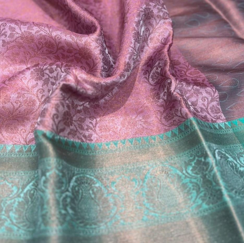Pink Banarasi Tissue Silk Saree Alna Apparels