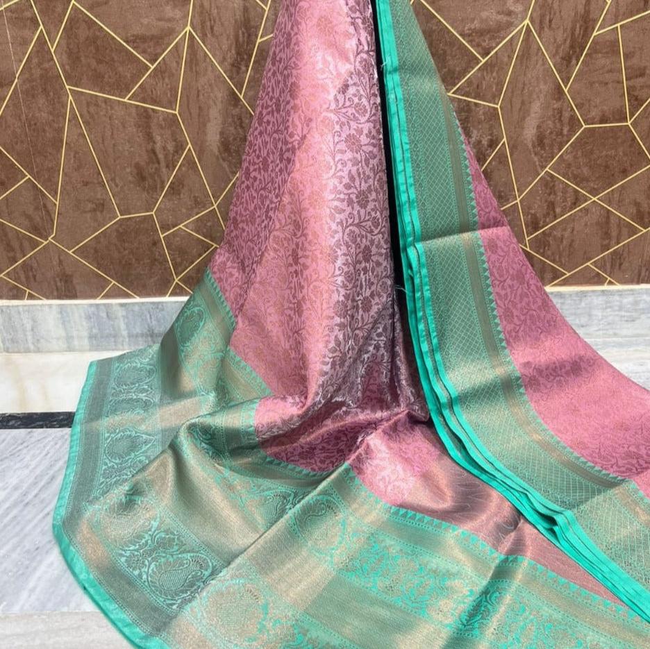 Pink Banarasi Tissue Silk Saree Alna Apparels