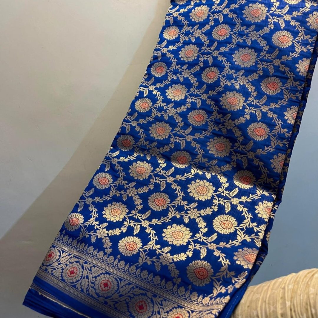 Blue Banarasi Nita Ambani inspired Kathan Silk Saree Alna Apparels
