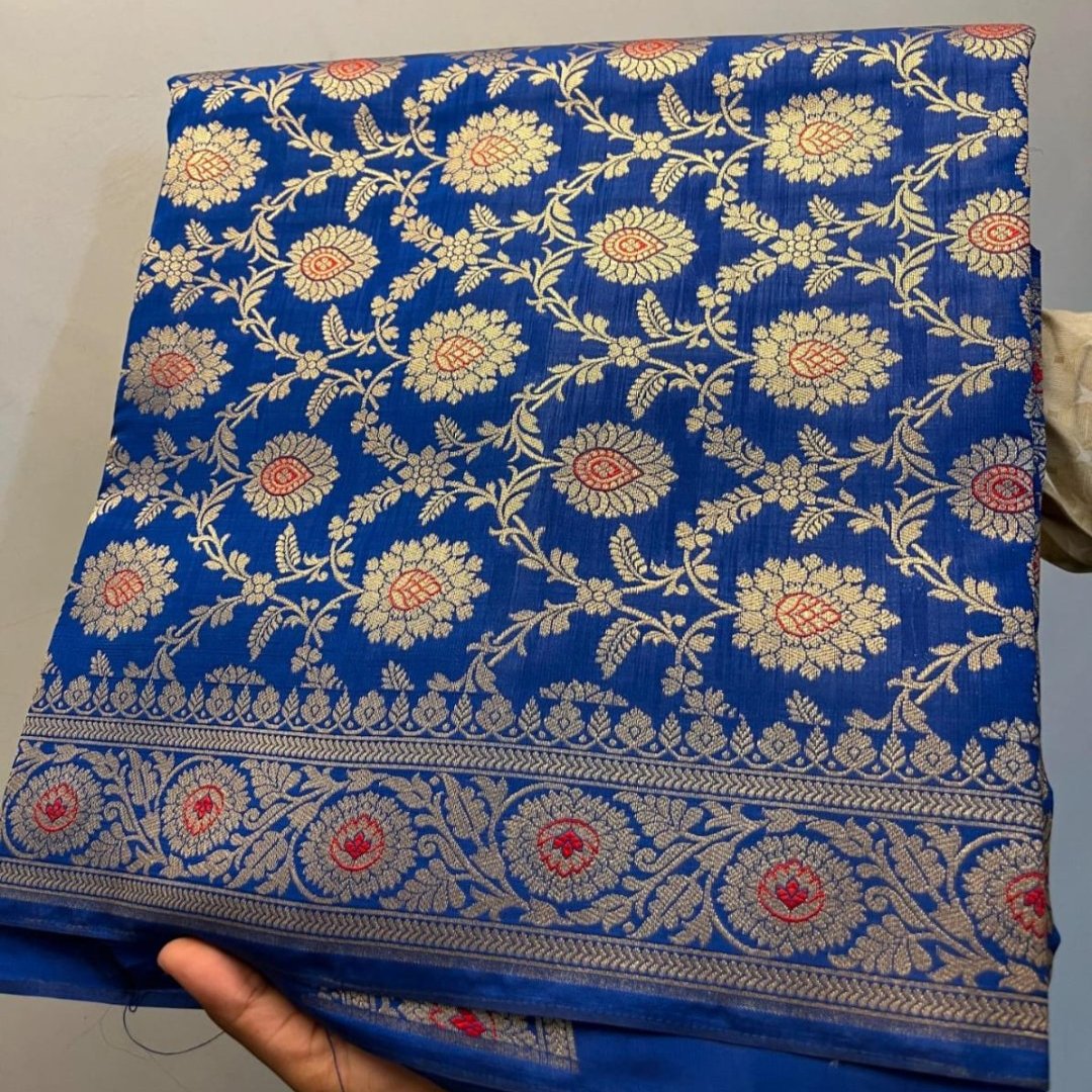 Blue Banarasi Nita Ambani inspired Kathan Silk Saree Alna Apparels