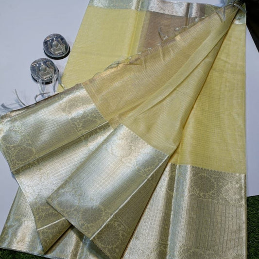 Yellow Banarasi Tissue Silk Saree Alna Apparels