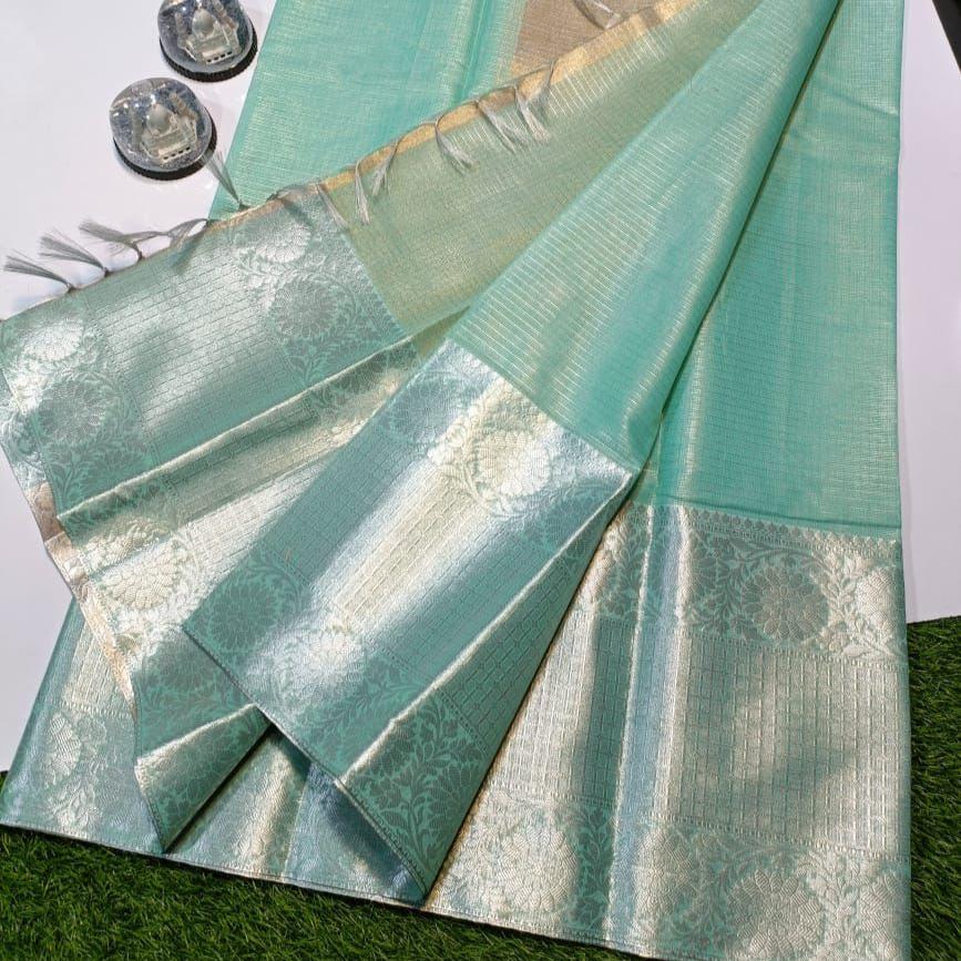 Blue Banarasi Tissue Silk Saree Alna Apparels