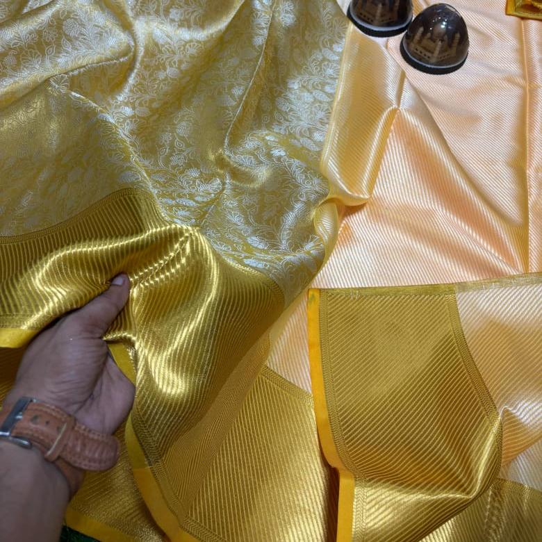 Gold Color Banarasi Tissue Silk Saree Alna Apparels