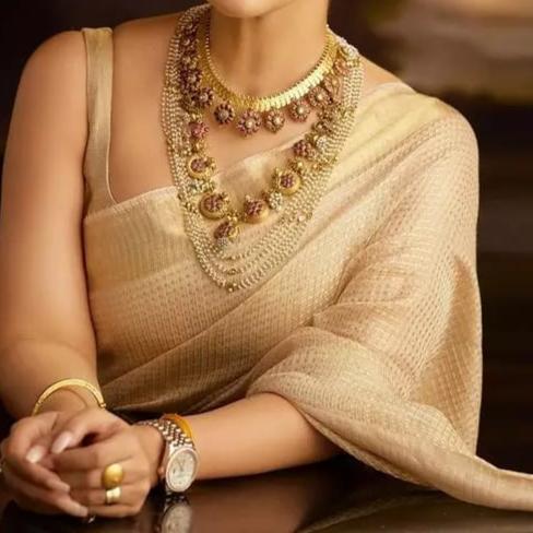 Nayantara inspired Gold Banarasi Tissue Silk Saree Alna Apparels