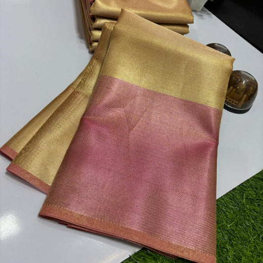 Jothika inspired Gold Banarasi Tissue Silk Saree Alna Apparels