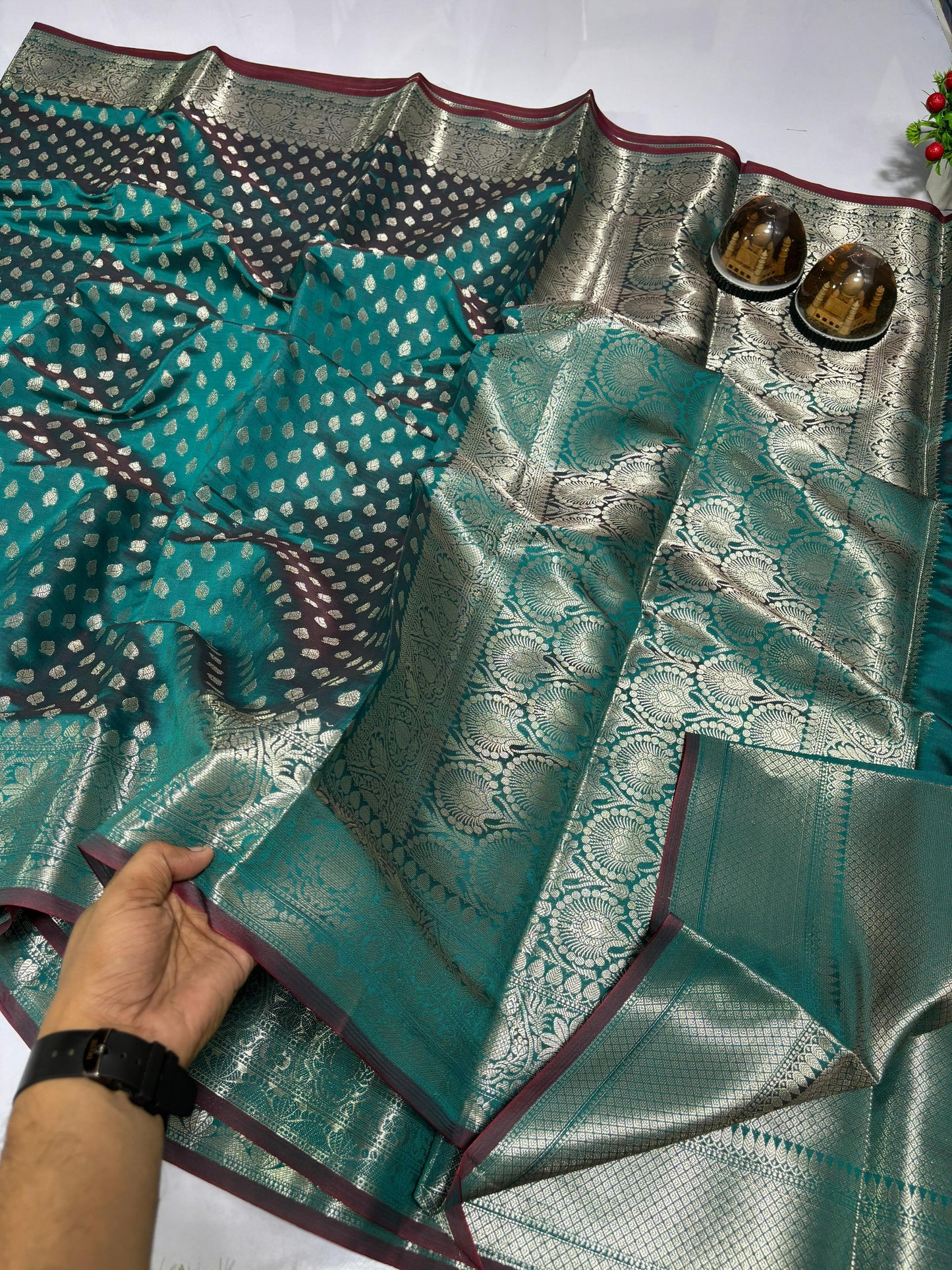 Green Banarasi Kathan Silk Saree Alna Apparels