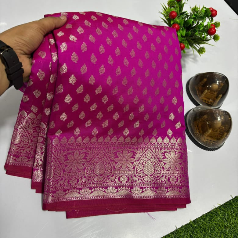 Pink Banarasi Kathan Silk Saree Alna Apparels
