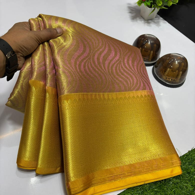 Pink Color Banarasi Tissue Silk Saree Alna Apparels
